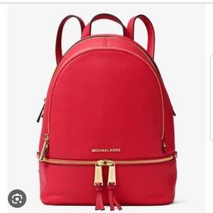 Michael Kors Red Med Reah Backpack Purse with bag